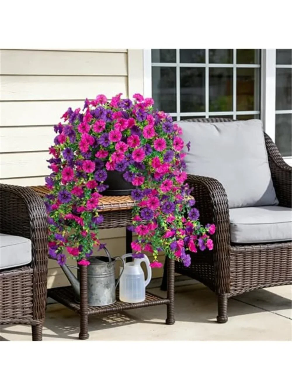 Artificial Purple Flowers 2 Bundles Faux Silk Eucalyptus Outdoor Floral Decor
